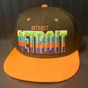 Detroit Snapback Hat Orange Brim UNIQUE RARE